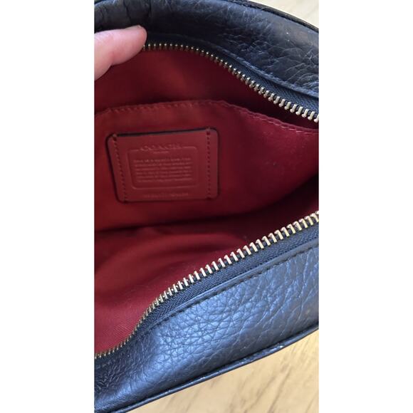 Coach Horse & Carriage Crossbody Bag Embossed Logo Black Leather Red Purse - Picture 4 of 16